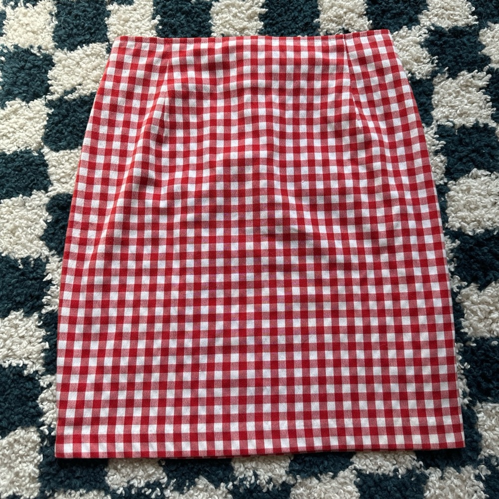 The Limited Red and White Gingham Pencil Skirt